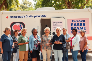 Imagem representativa do exame de mamografia gratuito oferecido pelo SUS, destacando a importância da saúde da mulher.