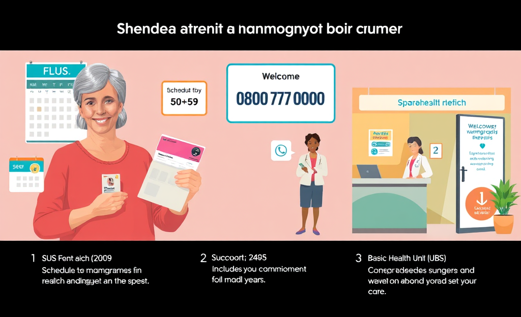 Imagem ilustrativa sobre agendamento de mamografia pelo SUS, destacando a importância do cuidado à saúde da mulher.