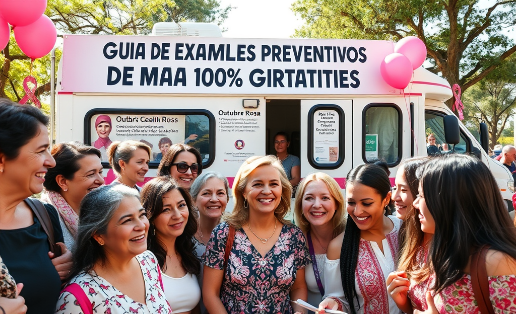Mulheres realizando exames preventivos de mama gratuitos.