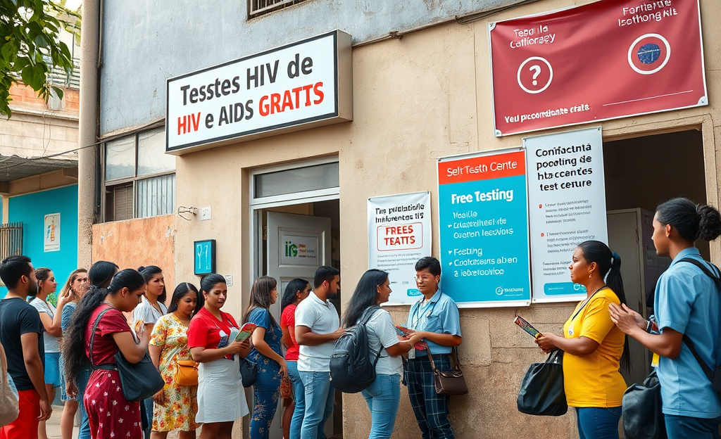 Imagem de um local de teste gratuito de HIV e Aids, destacando a importância da detecção precoce e do sigilo no processo.