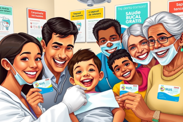 Imagem ilustrativa sobre o programa de Saúde Bucal Grátis do SUS para a família.