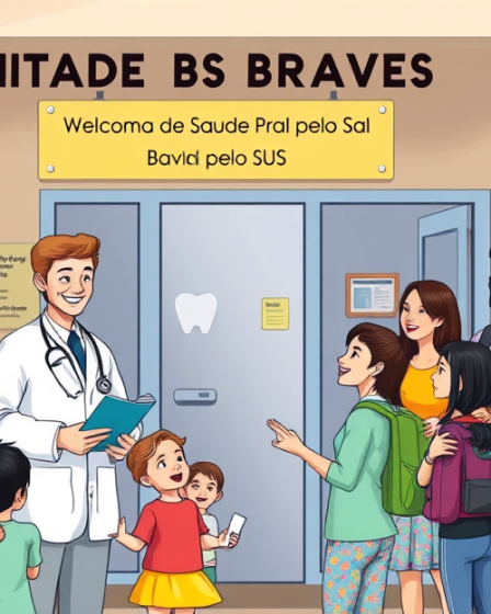 Imagem representativa do Programa de Saúde Bucal pelo SUS, mostrando pessoas recebendo atendimento odontológico.