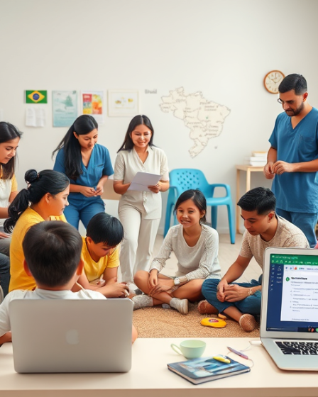 Imagem relacionada à terapia ocupacional gratuita no Brasil, mostrando profissionais ajudando pacientes em reabilitação.