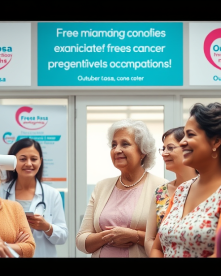 Mulher consultando informações sobre exames preventivos de câncer de mama gratuitos.