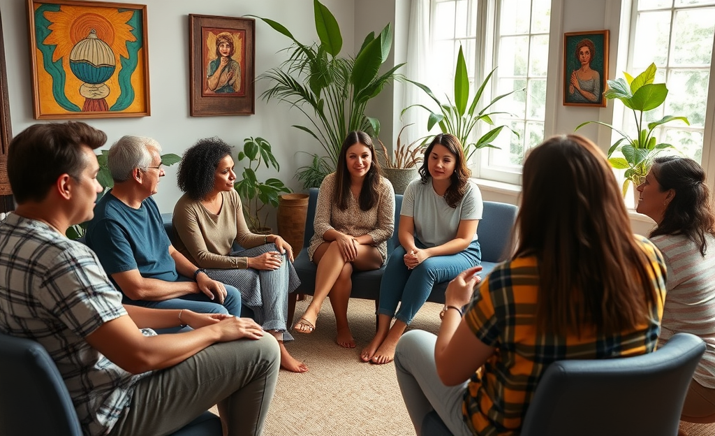 Imagem representativa da Psicoterapia em Grupo Gratuita, simbolizando apoio emocional e comunidade.