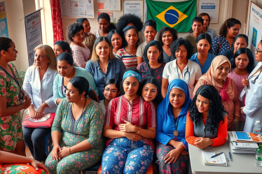 Mulheres recebendo atendimentos de saúde gratuitos no Brasil.